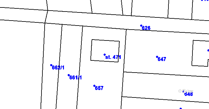 Parcela st. 471 v KÚ Martinice u Holešova, Katastrální mapa