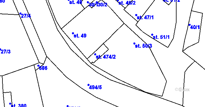 Parcela st. 474/1 v KÚ Martinice u Holešova, Katastrální mapa