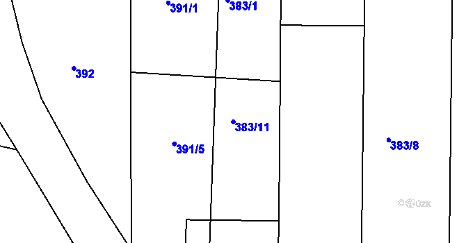 Parcela st. 383/11 v KÚ Martinice u Holešova, Katastrální mapa