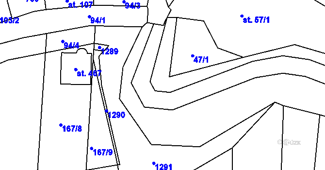 Parcela st. 47/2 v KÚ Martinice u Holešova, Katastrální mapa