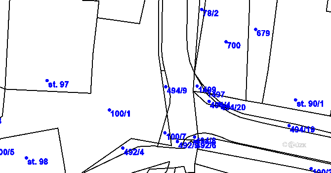 Parcela st. 494/9 v KÚ Martinice u Holešova, Katastrální mapa