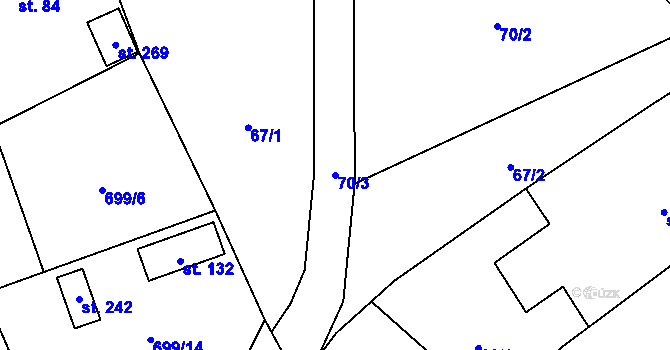 Parcela st. 70/3 v KÚ Martinice u Velkého Meziříčí, Katastrální mapa