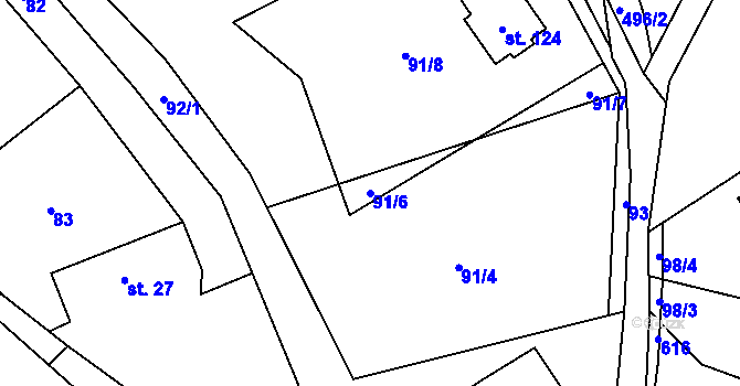Parcela st. 91/6 v KÚ Martinice u Dolních Kralovic, Katastrální mapa