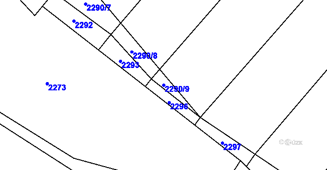 Parcela st. 2290/9 v KÚ Chyšná, Katastrální mapa