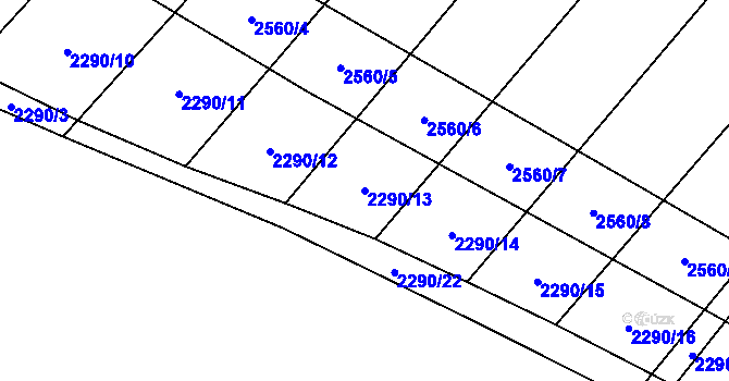 Parcela st. 2290/13 v KÚ Chyšná, Katastrální mapa