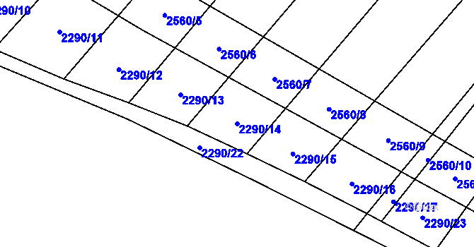 Parcela st. 2290/14 v KÚ Chyšná, Katastrální mapa