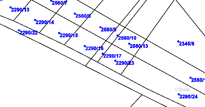 Parcela st. 2290/17 v KÚ Chyšná, Katastrální mapa