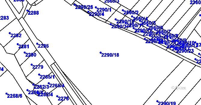 Parcela st. 2290/18 v KÚ Chyšná, Katastrální mapa