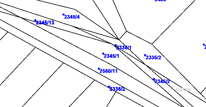 Parcela st. 2345/1 v KÚ Chyšná, Katastrální mapa