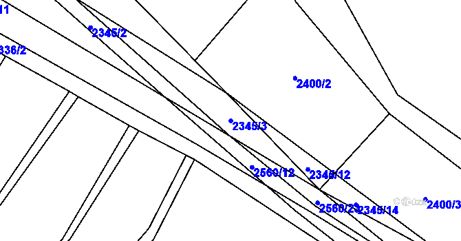 Parcela st. 2345/3 v KÚ Chyšná, Katastrální mapa