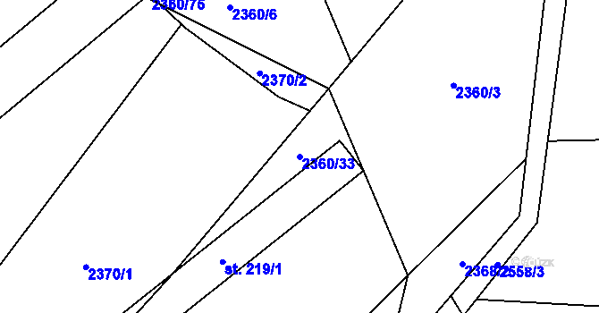Parcela st. 2360/33 v KÚ Chyšná, Katastrální mapa