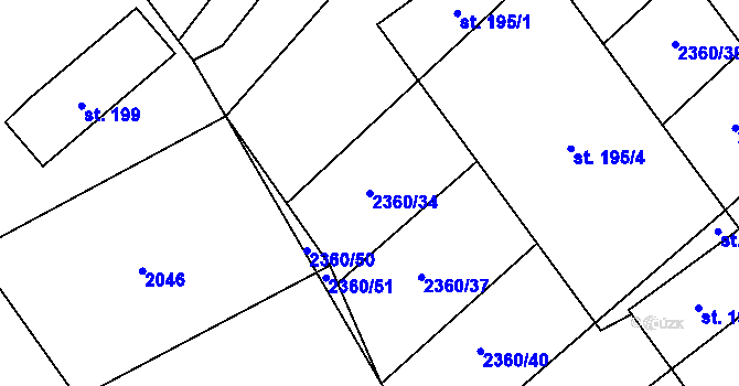 Parcela st. 2360/34 v KÚ Chyšná, Katastrální mapa