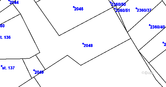 Parcela st. 2048 v KÚ Chyšná, Katastrální mapa