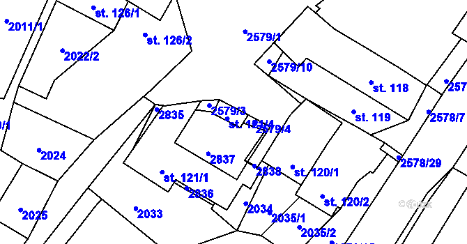 Parcela st. 121/2 v KÚ Chyšná, Katastrální mapa