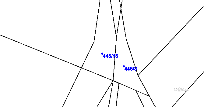 Parcela st. 443/13 v KÚ Martinice u Onšova, Katastrální mapa