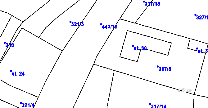 Parcela st. 317/6 v KÚ Martinice u Onšova, Katastrální mapa