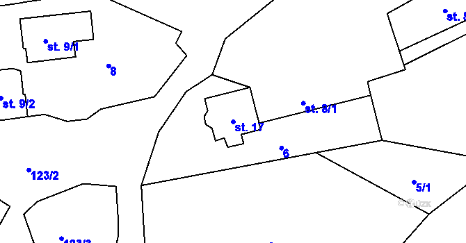 Parcela st. 17 v KÚ Skoranovice, Katastrální mapa