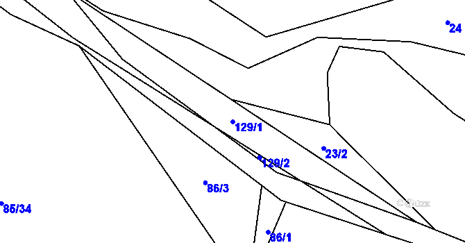 Parcela st. 129/1 v KÚ Skoranovice, Katastrální mapa