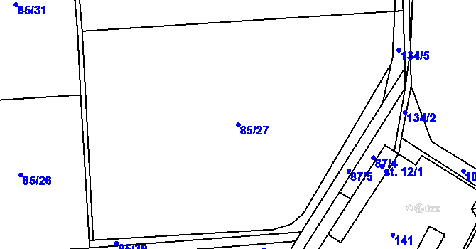 Parcela st. 85/27 v KÚ Skoranovice, Katastrální mapa