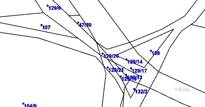 Parcela st. 129/20 v KÚ Skoranovice, Katastrální mapa