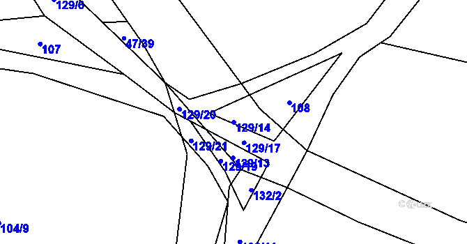 Parcela st. 129/14 v KÚ Skoranovice, Katastrální mapa