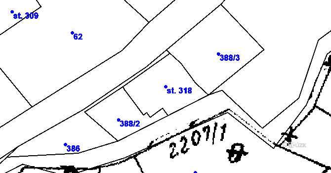 Parcela st. 318 v KÚ Martínkovice, Katastrální mapa