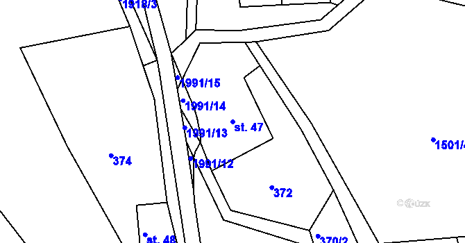 Parcela st. 47 v KÚ Mařenice, Katastrální mapa