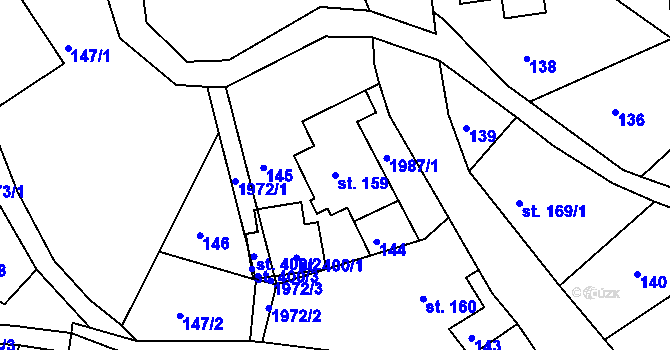 Parcela st. 159 v KÚ Mařenice, Katastrální mapa