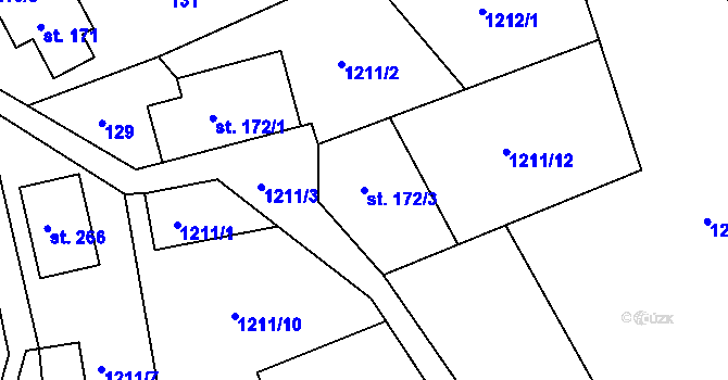 Parcela st. 172/3 v KÚ Mařenice, Katastrální mapa