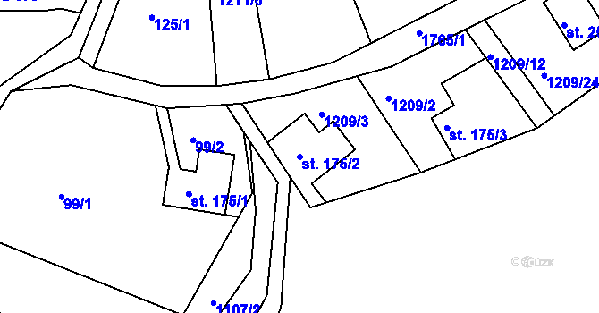 Parcela st. 175/2 v KÚ Mařenice, Katastrální mapa