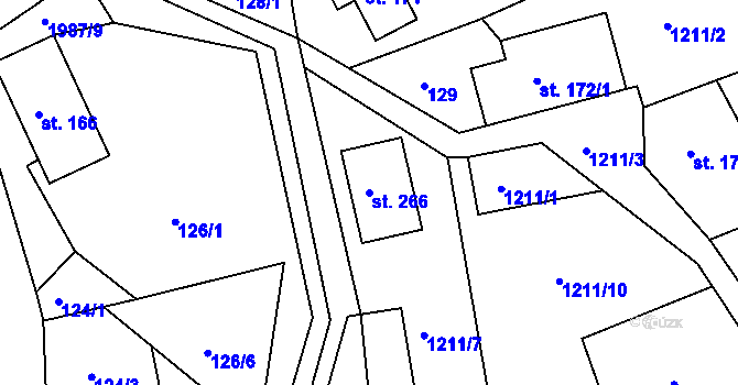 Parcela st. 266 v KÚ Mařenice, Katastrální mapa