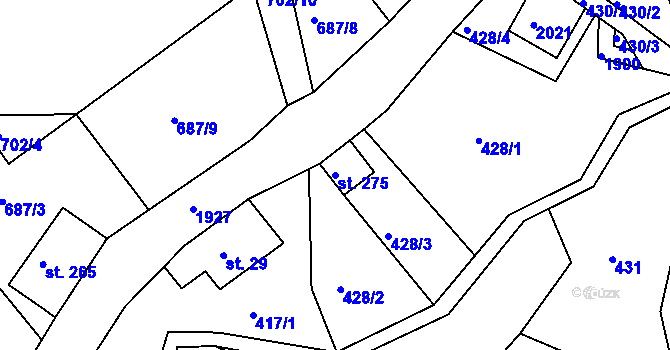 Parcela st. 275 v KÚ Mařenice, Katastrální mapa