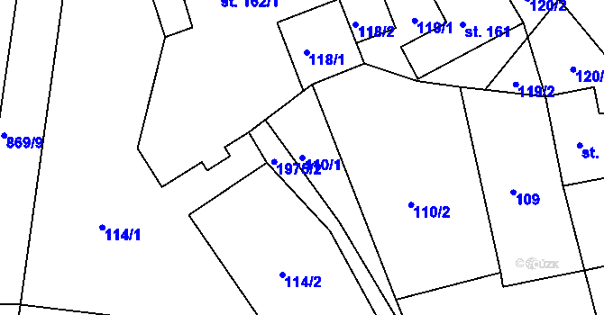 Parcela st. 110/1 v KÚ Mařenice, Katastrální mapa