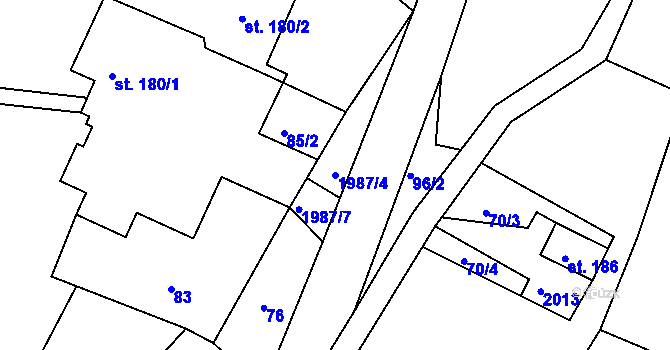 Parcela st. 1987/4 v KÚ Mařenice, Katastrální mapa
