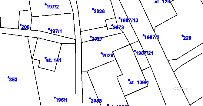 Parcela st. 2029 v KÚ Mařenice, Katastrální mapa