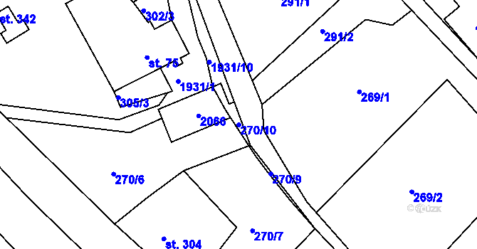 Parcela st. 270/10 v KÚ Mařenice, Katastrální mapa