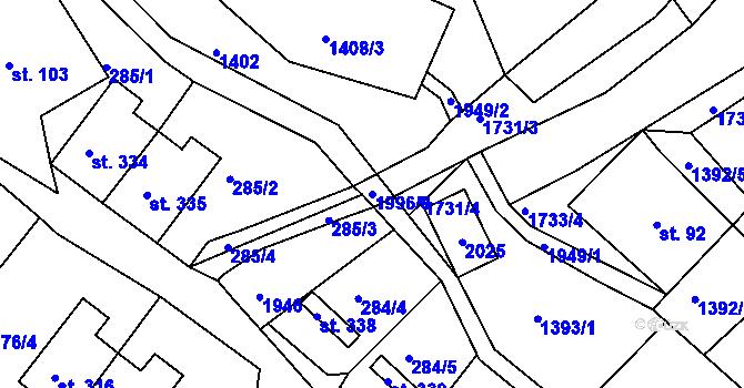 Parcela st. 1996/8 v KÚ Mařenice, Katastrální mapa