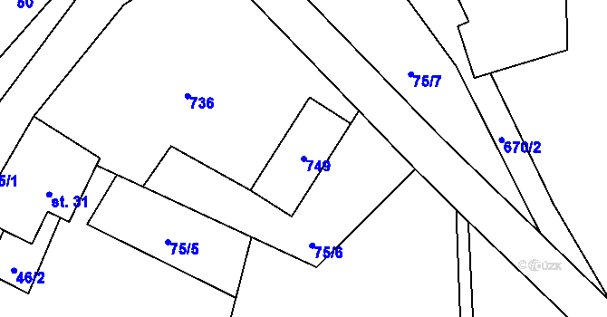 Parcela st. 749 v KÚ Mařeničky, Katastrální mapa