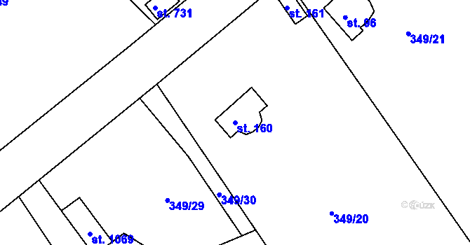 Parcela st. 160 v KÚ Masečín, Katastrální mapa