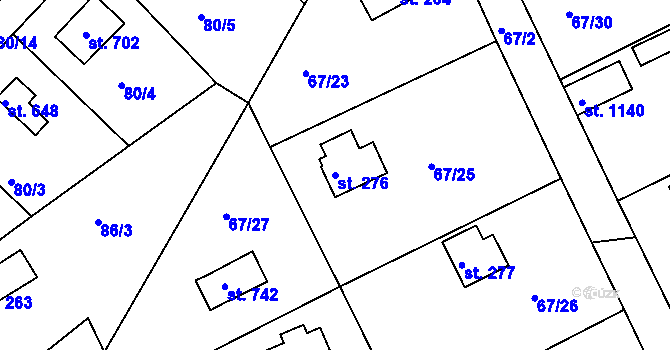 Parcela st. 276 v KÚ Masečín, Katastrální mapa