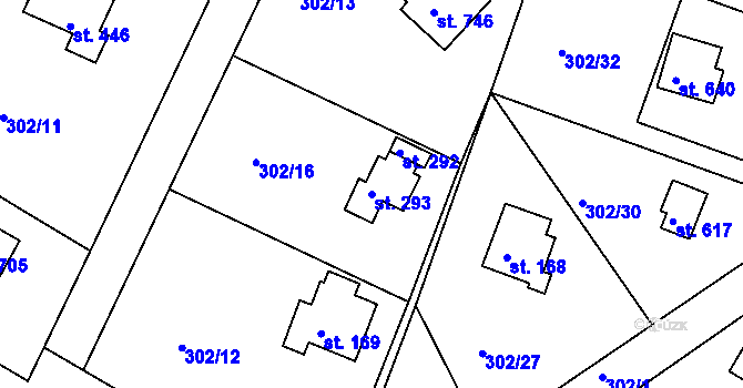 Parcela st. 293 v KÚ Masečín, Katastrální mapa