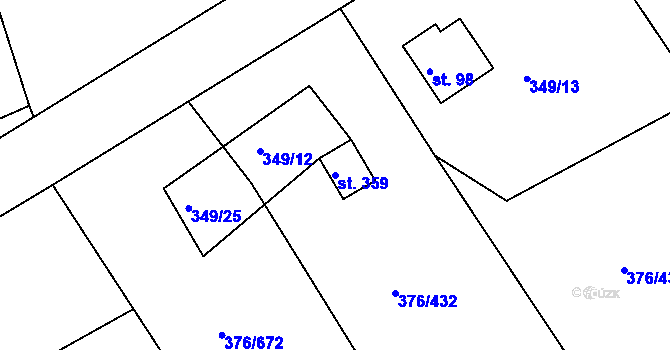 Parcela st. 359 v KÚ Masečín, Katastrální mapa