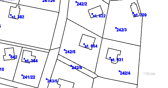 Parcela st. 654 v KÚ Masečín, Katastrální mapa