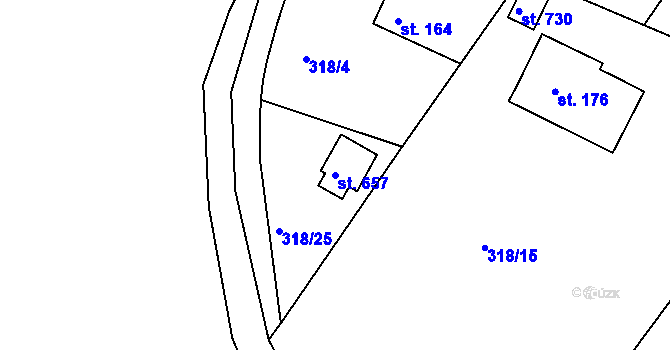 Parcela st. 657 v KÚ Masečín, Katastrální mapa