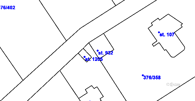 Parcela st. 932 v KÚ Masečín, Katastrální mapa
