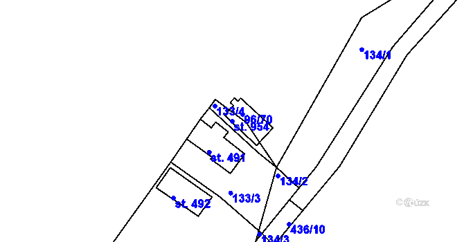 Parcela st. 954 v KÚ Masečín, Katastrální mapa