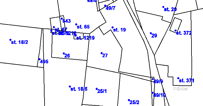 Parcela st. 27 v KÚ Masečín, Katastrální mapa