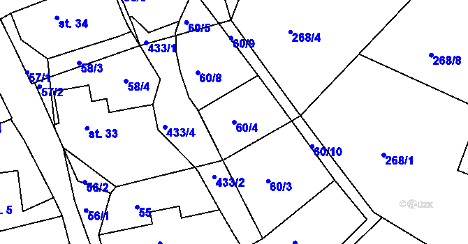 Parcela st. 60/4 v KÚ Masečín, Katastrální mapa