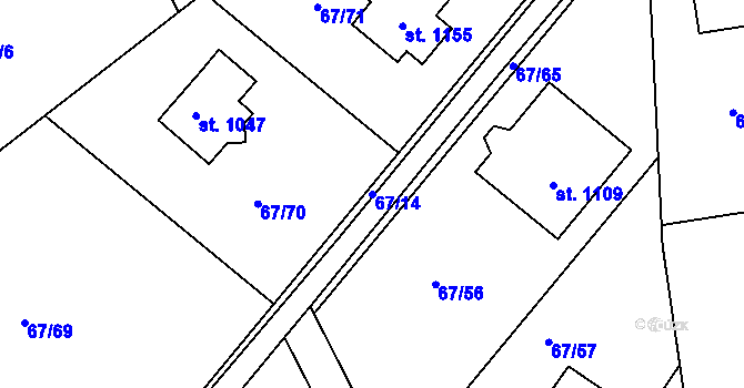 Parcela st. 67/14 v KÚ Masečín, Katastrální mapa