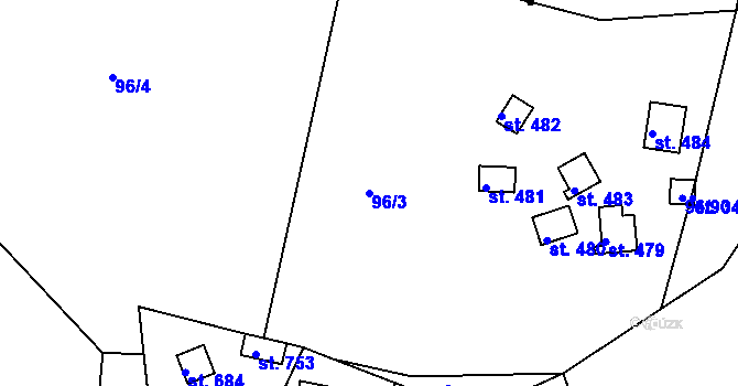 Parcela st. 96/3 v KÚ Masečín, Katastrální mapa